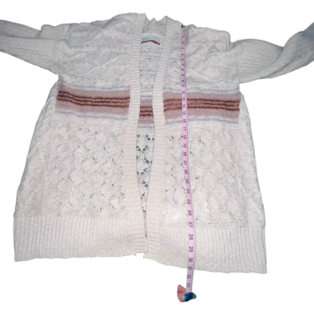 Anthropologie Pilcro Jemma Cable-Knit‎ Open Cardigan Women Size XS/S Beige Wool